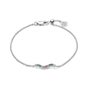 Sif Jakobs Ellera Waves armbånd i sølv med multifarvede cubic zirkonia