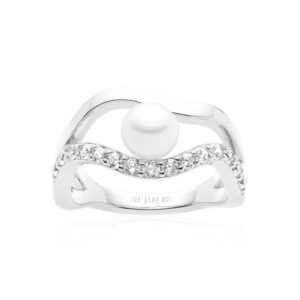 Sif Jakobs Ponza sølv ring med hvid perle og cubic zirkoner