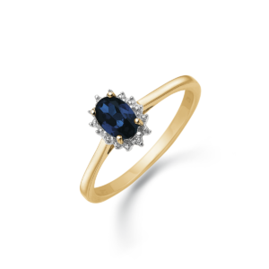 Støvring Design 14 Karat Guld Ring med Safir og Diamanter 0,007 Carat W/PK