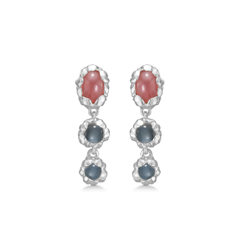 Studio Z Magma øreringe i sterling sølv med rosa zirkonia, blå zirkonia